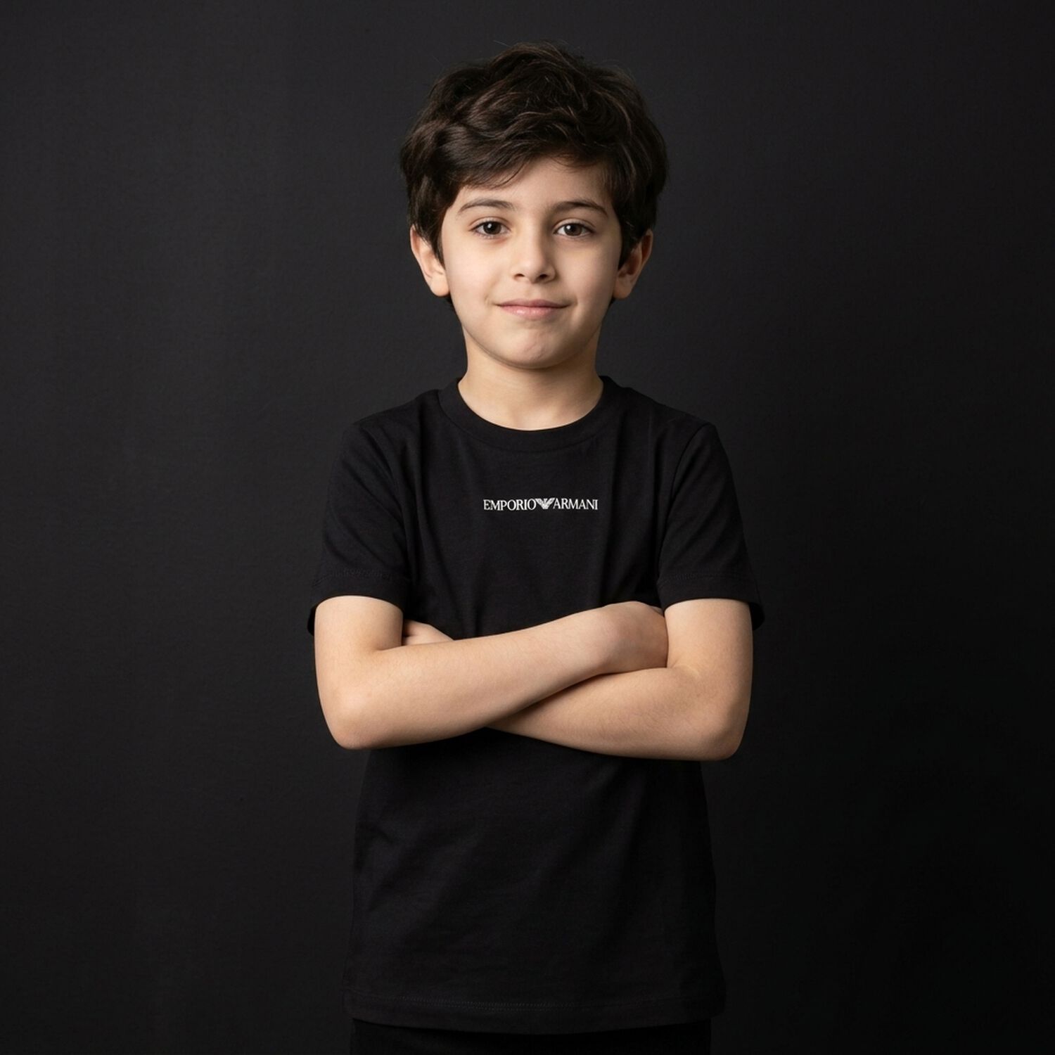 Boys Black Logo T-Shirt, 4, hi-res