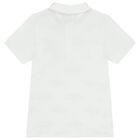Boys White Sports Car Logo Polo Shirt, 1, hi-res