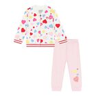 Baby Girls White & Pink Logo Tracksuit, 1, hi-res
