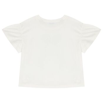 Girls White Bow T-Shirt