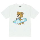 Boys White & Grey Teddy Bear Logo Shorts Set, 1, hi-res