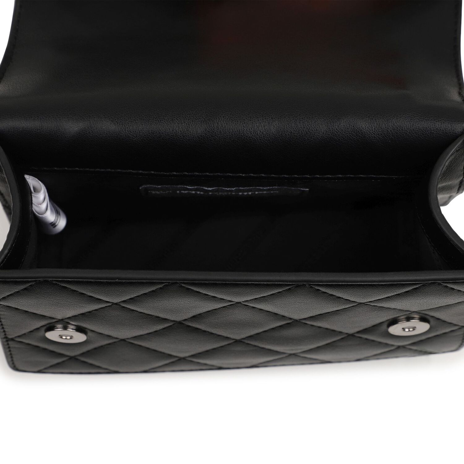 Girls Black Ikonik Karl Quilted Handbag ( 18cm ), 1, hi-res