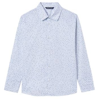 Boys White & Blue Long Sleeve Shirt
