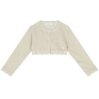 Baby Girls Beige Bolero Cardigan, 1, hi-res
