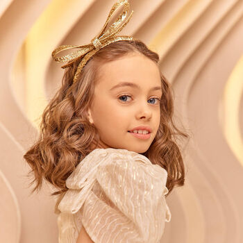 Girls Gold Bow Headband