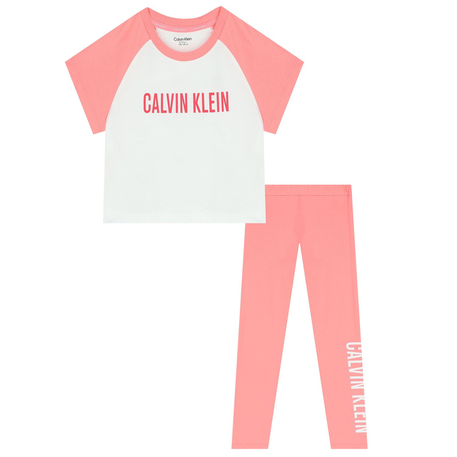 Girls White & Pink Logo Leggings Set, 1, hi-res