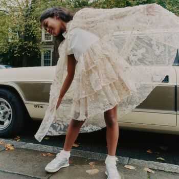Girls Ivory & Beige Sequin Tulle Dress