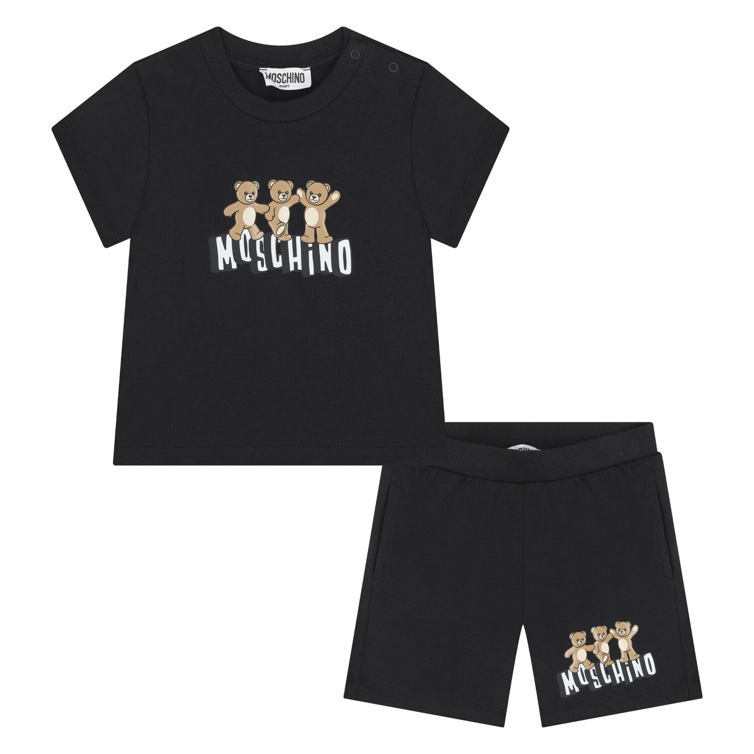 Younger Black Teddy Bear Shorts Set, 2, hi-res