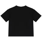 تيشيرت أولاد واسع بالشعار باللون الأسود, 2, hi-res