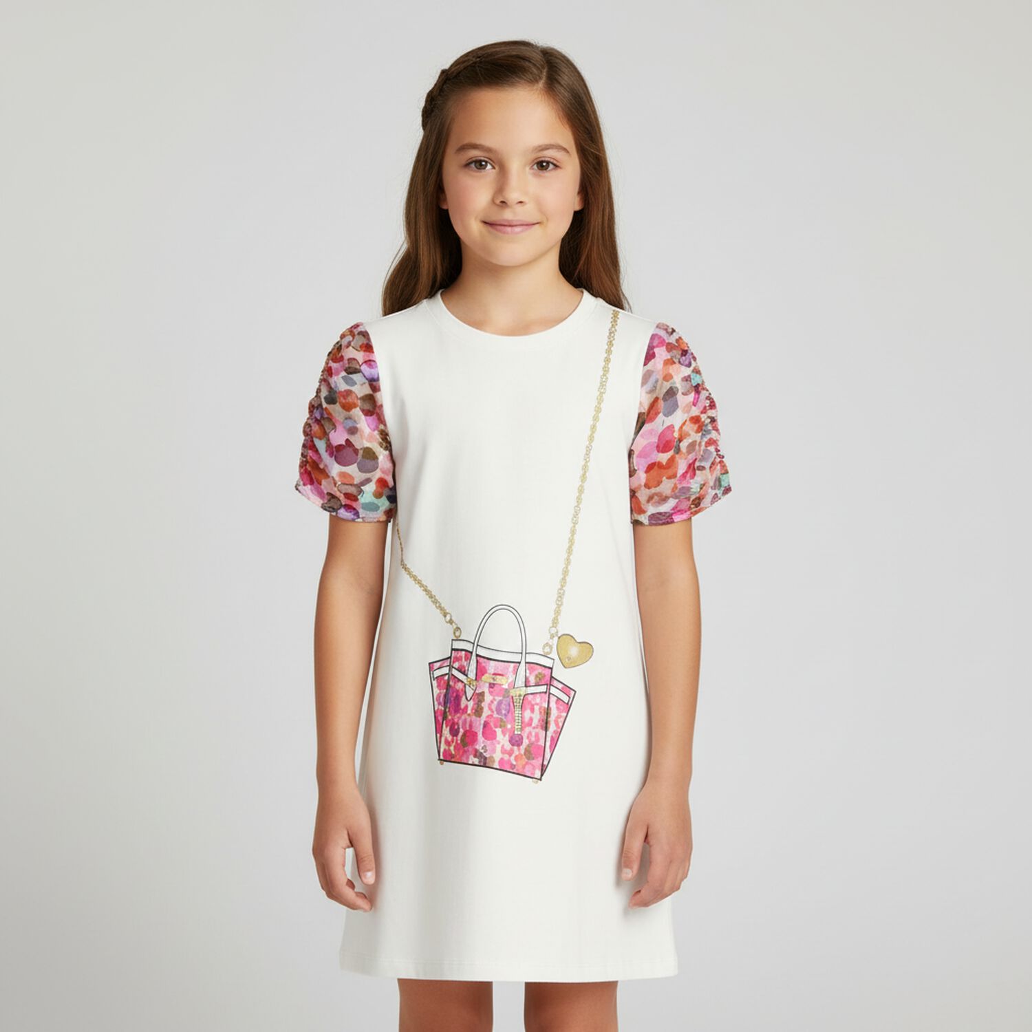 Girls Ivory Crossbody Bag Dress, 1, hi-res
