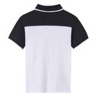 Boys White Colourblock Polo Shirt, 1, hi-res