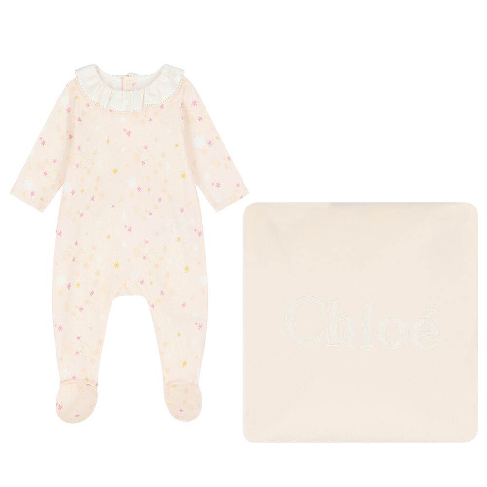 LITTLE A - Genevieve Summer Bloom Diamanté Babygrow - Pale Pink main image 1