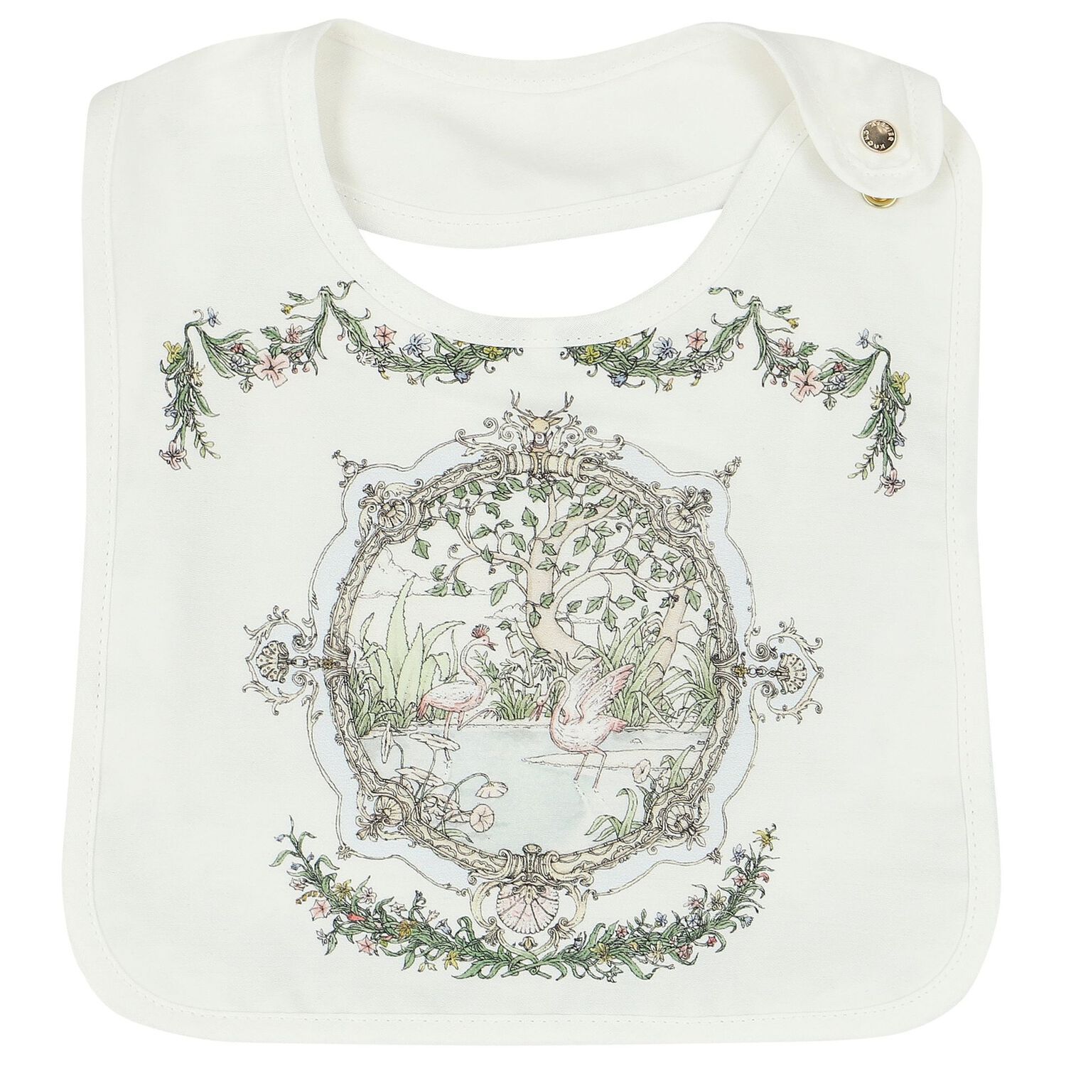 Ivory & Blue Tapestry Baby Swaddle & Bib Gift Set, 1, hi-res