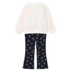 Girls Ivory & Black Bow Leggings Set, 3, hi-res