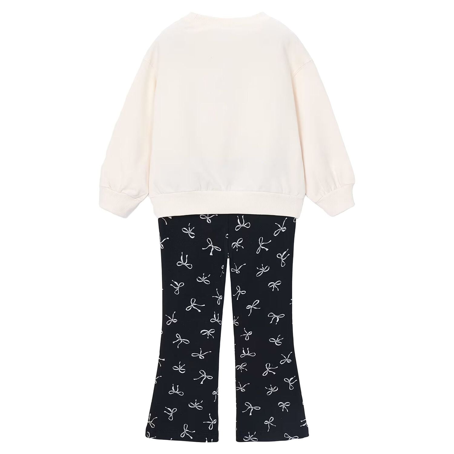 Girls Ivory & Black Bow Leggings Set, 3, hi-res