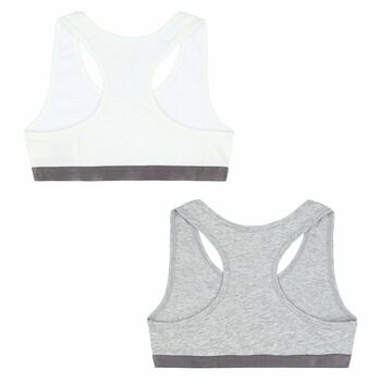 Girls Grey & White Bra Tops (2 Pack)