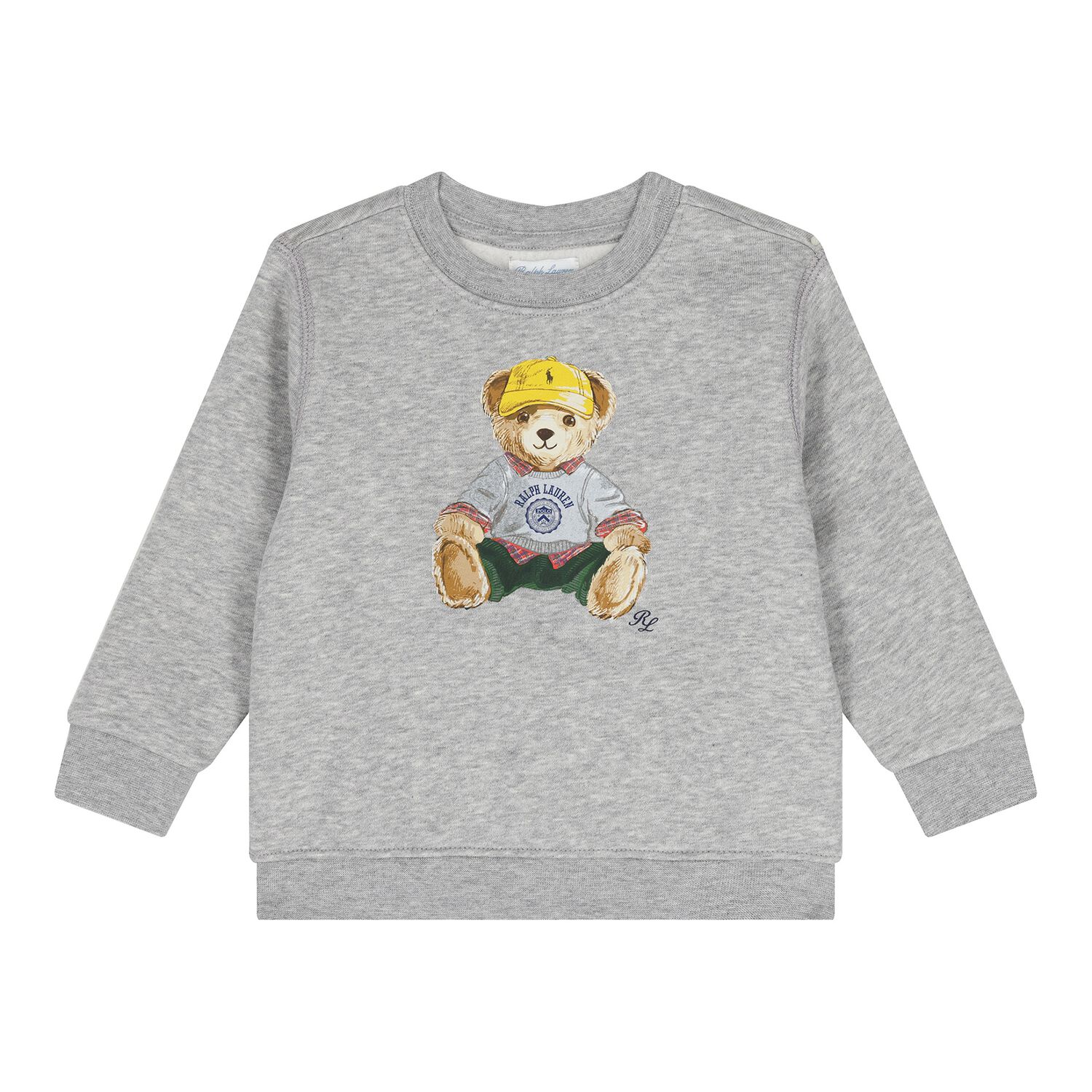 Baby Boys Grey Polo Bear Sweatshirt, 1, hi-res