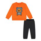 Baby Boys Orange & Black Tracksuit, 1, hi-res