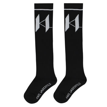 Girls Black Logo Socks