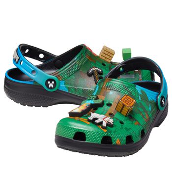 Black & Green Minecraft Classic Clogs Sandals