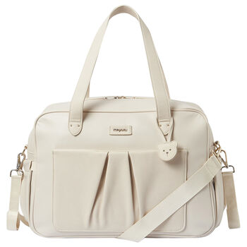 Beige Faux Leather Baby Changing Bag