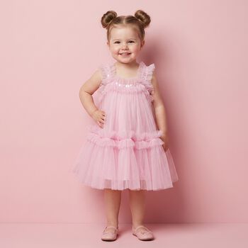 Baby Girls Pink Embellished Tulle Dress Set