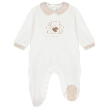 White & Beige Teddy Bear Babygrow
