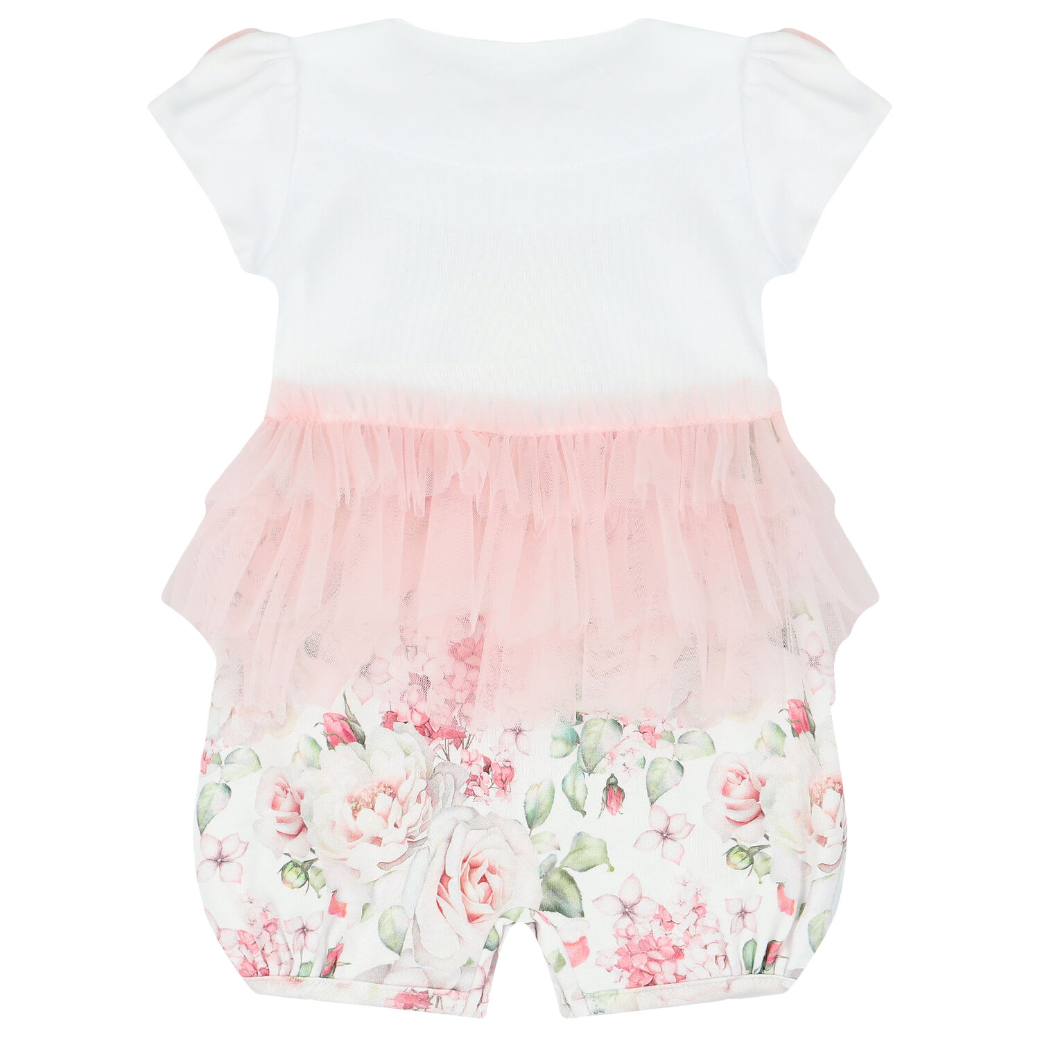 Baby Girls White & Pink Floral Romper, 1, hi-res image number null