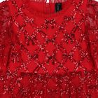 Girls Red Bow Lattice Sequin Tulle Dress, 1, hi-res