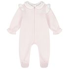 Baby Girls Pink Embroidered Babygrow, 1, hi-res
