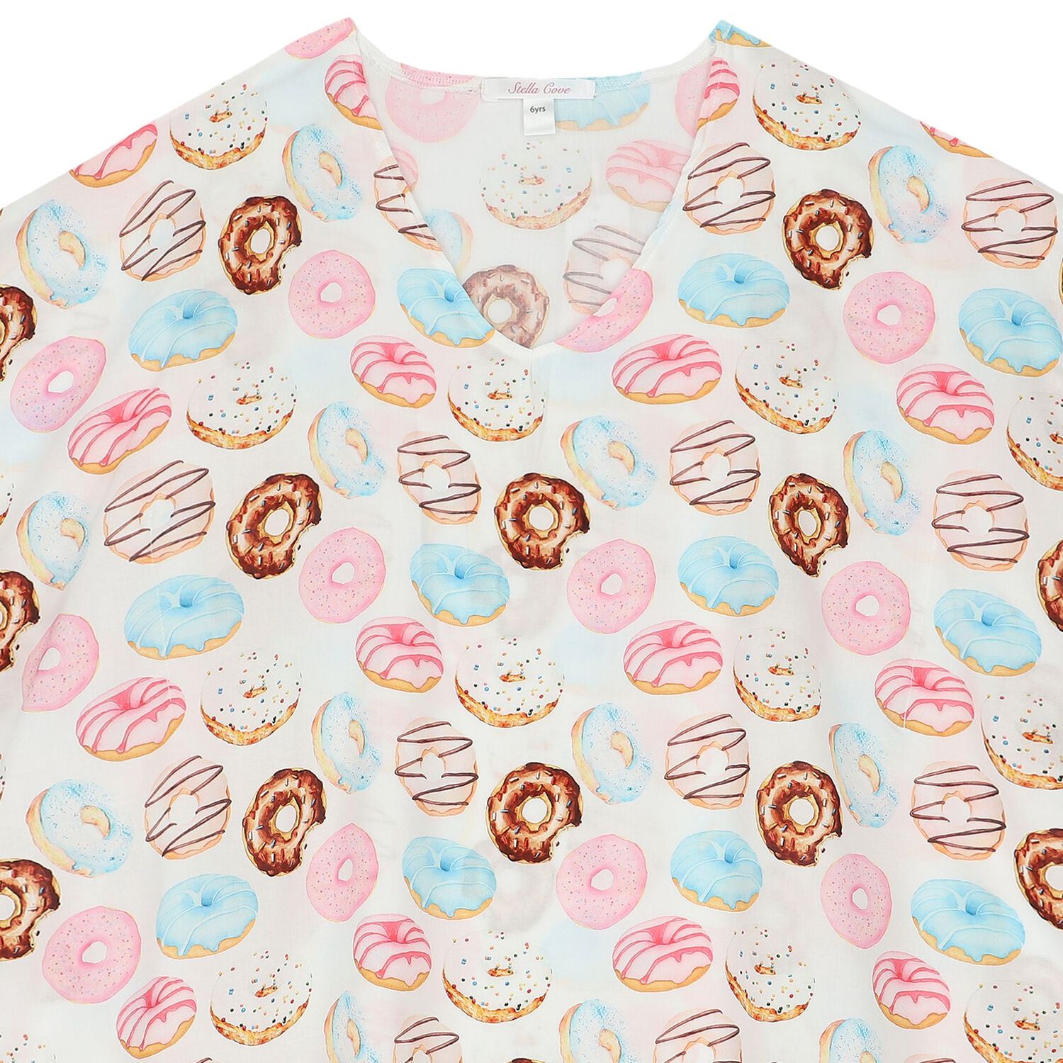 قفطان شاطئ للبنات بطبعة دونات باللون الأبيض, 1, hi-res image number null