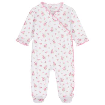 Baby Girls White & Pink Roses & Blooms Babygrow