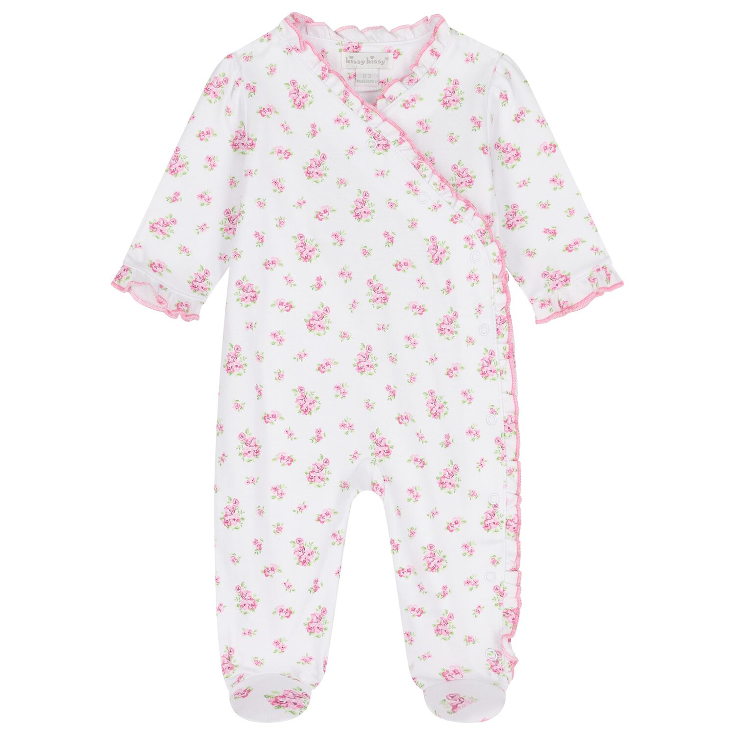 Baby Girls White & Pink Roses & Blooms Babygrow, 1, hi-res image number null