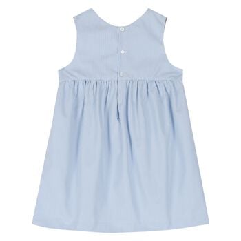 Younger Girls Blue & White Striped Logo Dress