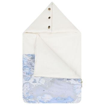 Baby Boys Ivory & Blue Geo Map Baby Nest