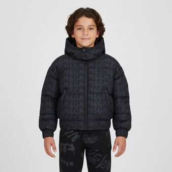 Black & Grey Logo Puffer Jacket, 1 Black & Grey Logo Puffer Jacket