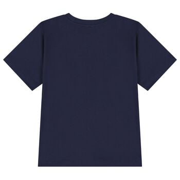 Navy Blue Teddy Bear Logo Long Sleeve Top