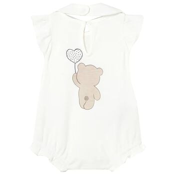 Baby Girls White Teddy Bear Romper Set