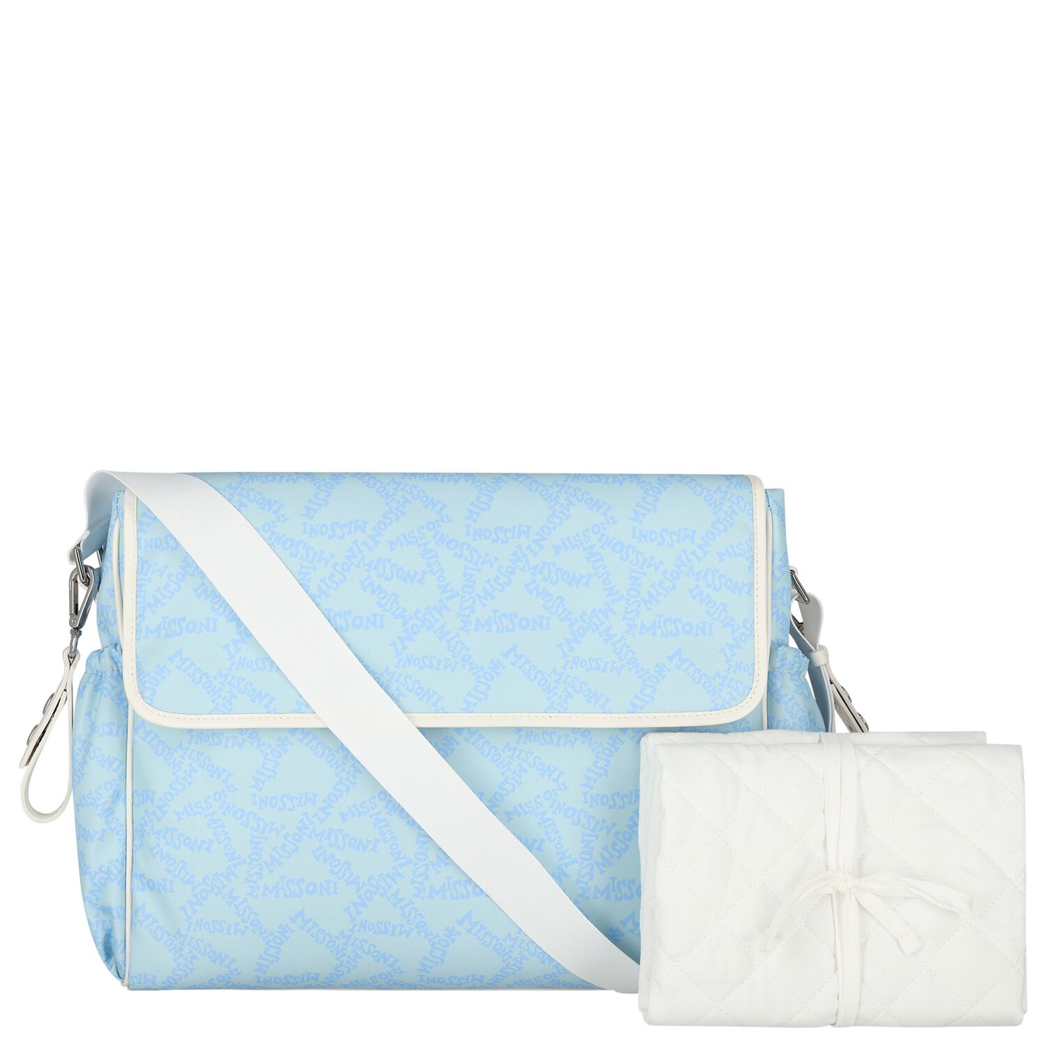 Blue & White Logo Baby Changing Bag ( 34cm ), 1, hi-res