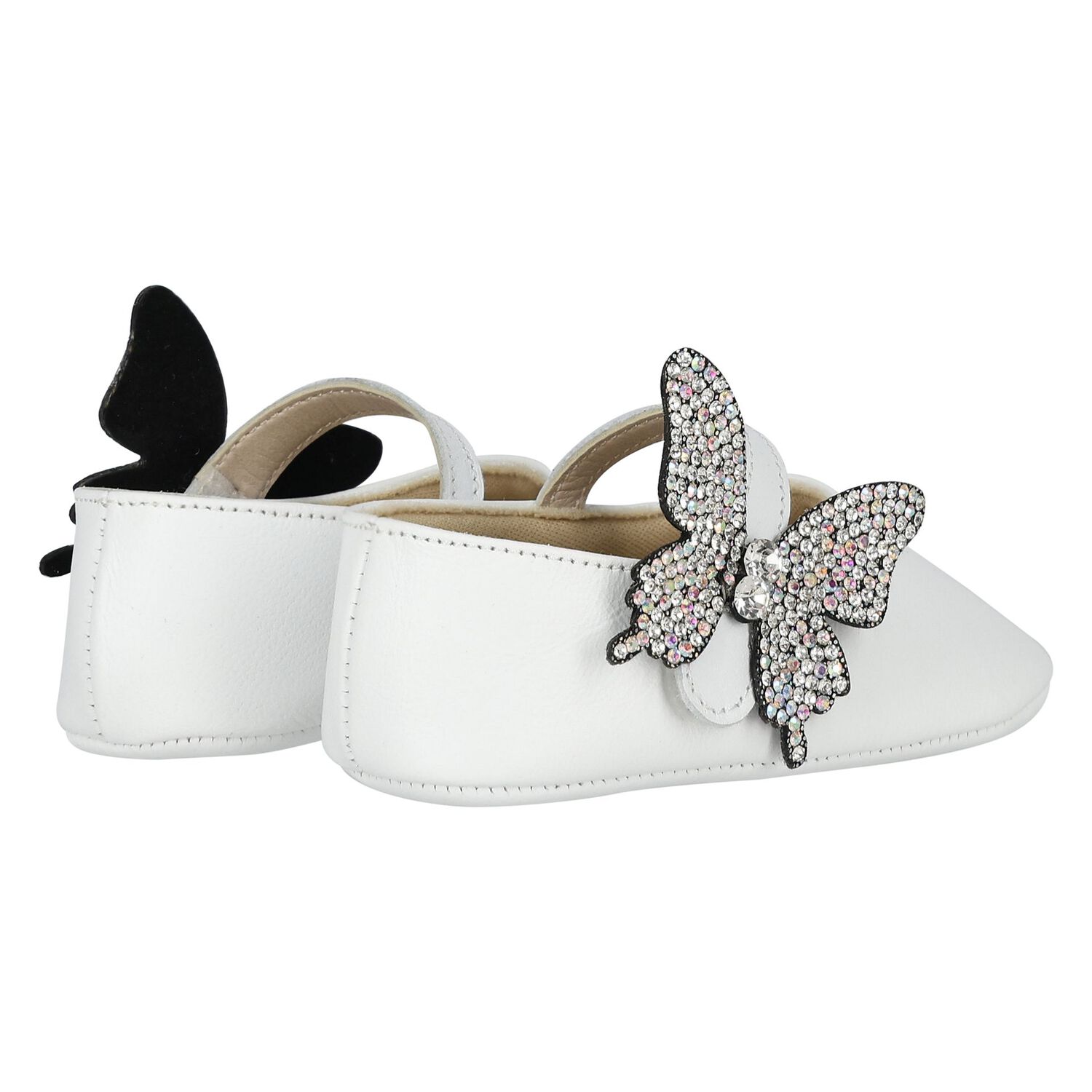 Baby Girls White Butterfly Shoes, 2, hi-res image number null