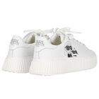 Girls White Ikonik Leather Trainers, 1, hi-res