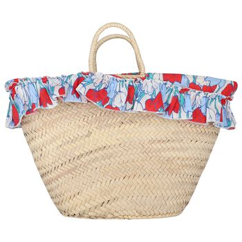 Girls Beige Floral Beach Bag