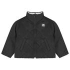 Girls Silver & Black Logo Reversible Puffer Jacket, 1, hi-res