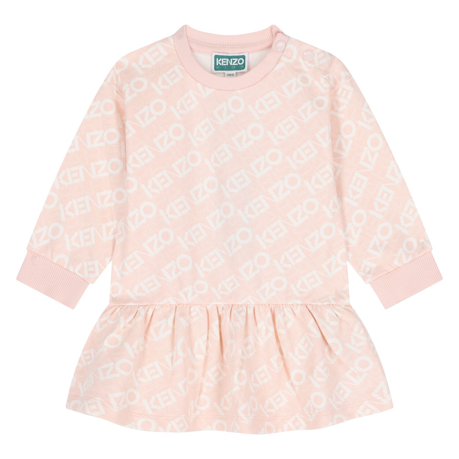 Younger Girls Pink Logo Dress, 1, hi-res