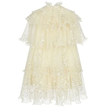 Girls Ivory Sequin Dress