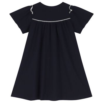 Girls Navy Blue Logo Dress