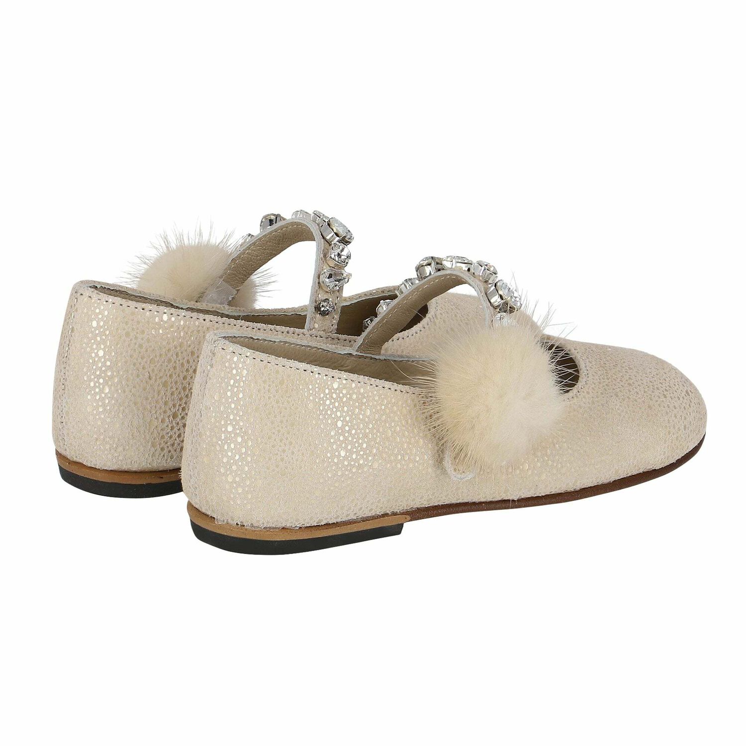 Girls Gold Embellished Ballerina Shoes, 2, hi-res image number null