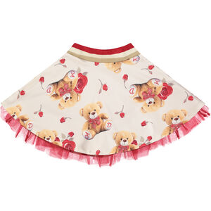 Girls Red & Ivory Teddy Skirt Set