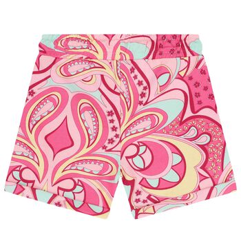 Girls Pink Abstract Print Shorts