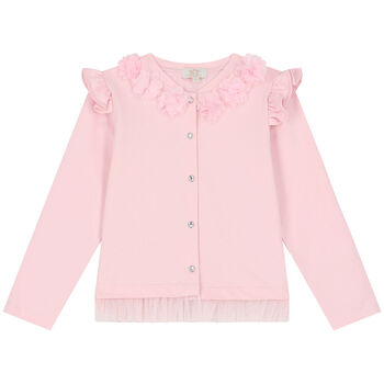 Girls Pink Floral Cardigan